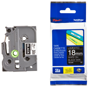 Brother TZe Tape 18mm White on Black TZE345