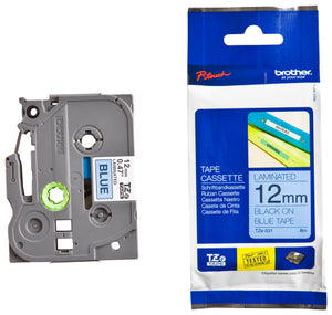 Brother TZe Tape 12mm Black on Blue TZE531