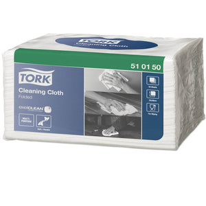 Tork Cleaning Cloth Folded 1 Ply W8 Small Pack White Carton of 8 - image 1