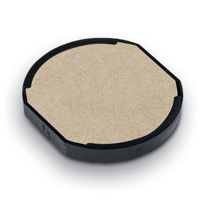 Trodat 6/46045 round replacement stamp pad, dry, with bare beige felt set in a round black plastic tray