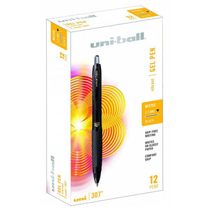 Uni-Ball Signo 307 UMN-307M Gel Ink Rollerball Pen 0.5mm Black Box of 12