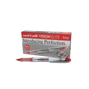 Uni-Ball Vision Elite UB-200 Liquid Ink Rollerball Pen 0.8mm Red Box of 12