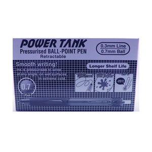 Uni Power Tank Ballpoint Pen Retractable 0.7mm Blue Box of 12