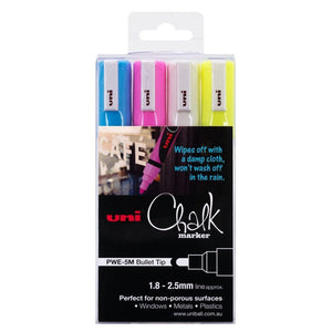 Uni Liquid Chalk Marker Bullet Tip 2.5mm Assorted Wallet of 4 - image 1