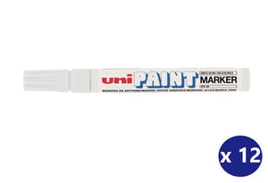 Uni Paint PX-20 Permanent Marker 2.8mm Bullet Tip White Box of 12