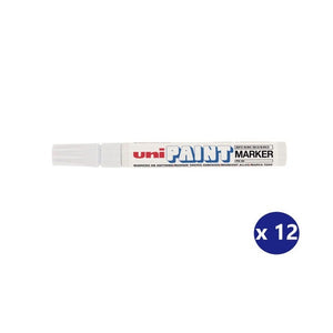 Uni Paint PX-20 Permanent Marker 2.8mm Bullet Tip White Box of 12