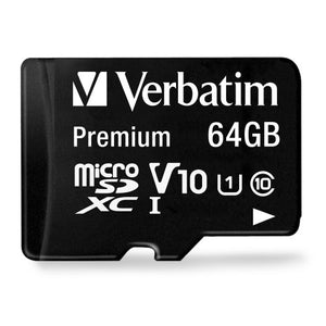 Verbatim Premium 64GB microSDXC card in black with SD adapter included