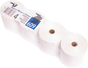 Victory CCR609 thermal cash register rolls 76x76x11.5mm, carton of 24, 60gsm lint-free bond paper