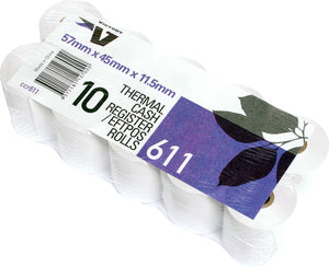 Victory CCR611 thermal cash register and EFTPOS rolls, 57 x 45 x 11.5mm, carton of 60 rolls