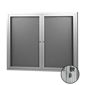 Visionchart BN-HDC-1290SL Be Noticed Hinged Door Notice Case Silver 2 Door 1220 x 915mm