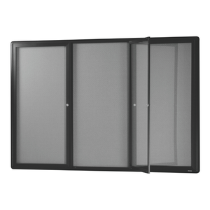 Visionchart BN-HDC-1812BL Be Noticed Hinged Door Notice Case Black 3 Door 1830 x 1220mm