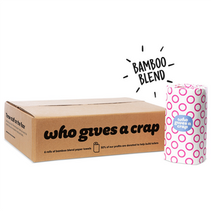 Who Gives A Crap Forest Friendly Kitchen Paper Towel 2-ply pack of 6 double-length rolls front pack shot on white background