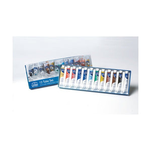 Winsor & Newton Cotman Water Colours 12 Tube Set in the earlier blue box, with the open tray of twelve tubes in front of the lid