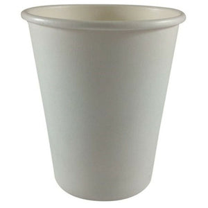 Writer Breakroom NP9233 plain white single wall paper cup shown upright from the side, with a rolled rim and no printing on the wall