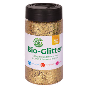 Zart Bio Glitter 200g gold biodegradable plant cellulose glitter in easy-pour shaker
