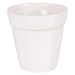 Zart ceramic flower pot plain white 8cm high 8.5cm diameter front view