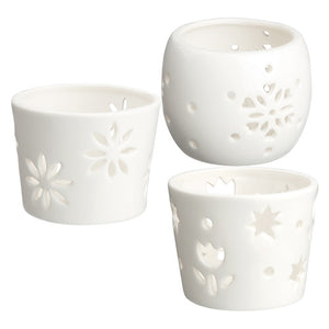 Zart ceramic tea light holders pack of 3 on white background