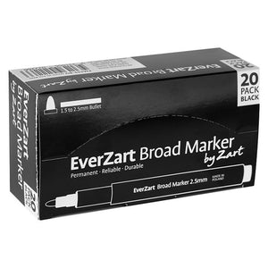 Zart EverZart Permanent Marker Black 1.5-2.5mm Tip Pack of 20. Zart EverZart Permanent Marker black 1.5-2.5mm tip, pack of 20.