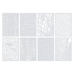 Zart Stencil Sheets A4 Textures Pack of 8. Zart A4 plastic stencil sheets pack of 8 with assorted texture designs
