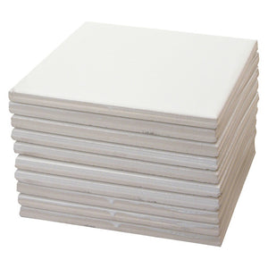 Zart white glazed tiles pack of 10, each tile 9.5x9.5cm with a smooth glazed surface