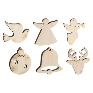 Zart Wooden Christmas Shapes Large Assorted Pack of 30. Zart assorted large wooden Christmas shapes pack of 30.