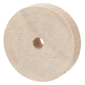 Zart 45mm natural wooden wheels with central hole, pack of 20, shown on a white background