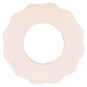 Zart Wooden Wreath 20cm Pack of 10. Zart wooden wreath blank 20cm, wavy-edge FSC plywood, front view.
