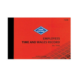 Red cover of the Zions Employees Time and Wages Record book No. 76SB with the blue Zions Systems diamond logo in the centre and the code top right