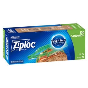 Ziploc Sandwich Bags pack of 6 boxes, each containing 100 resealable bags