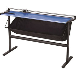 Ledah 1300 A0 professional trimmer on a black steel stand with a wide fabric tray under the cutting table