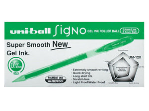 Uni-Ball Signo UM-120 Gel Ink Pen 0.7mm Green Box of 12
