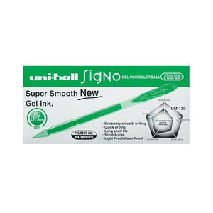 Uni-Ball Signo UM-120 Gel Ink Pen 0.7mm Green Box of 12