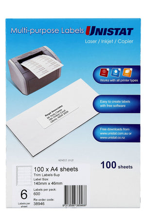 Avery Trim Label 6UP A4 45.5 x 139.7mm 100 Pack