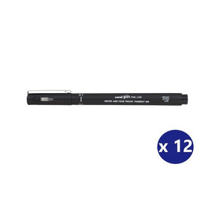 Uni Pin Fineliner 0.1mm Drawing Pen Black Box of 12