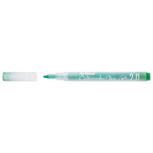 Artline Calligraphy Pen 2.0 in pastel green with the cap removed beside it