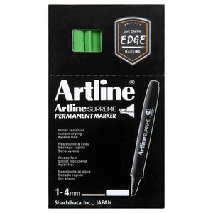 Artline Supreme Permanent Marker box printed 1-4mm with an Edge badge and green caps showing at the top