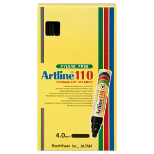Artline 110 Permanent Marker 4mm Bullet Nib Black Box 6