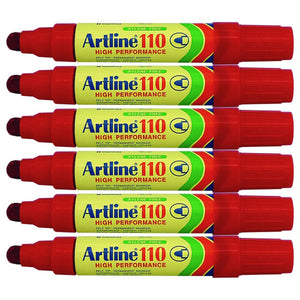Artline 110 Permanent Marker 4mm Bullet Nib Red Box of 6