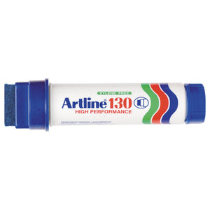 Blue Artline 130 permanent marker, cap posted on the end and wide nib exposed