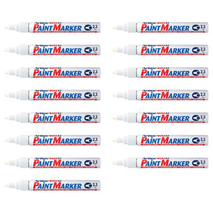 White Artline 400XF paint markers laid out in two columns