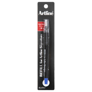 Artline Signature fine pen refill with blue ink on a hanging card printed REFILL for Artline Signature and FINE PEN 0.4mm