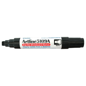 Black Artline 5109A Big Nib whiteboard marker, cap posted on the end and chisel nib exposed