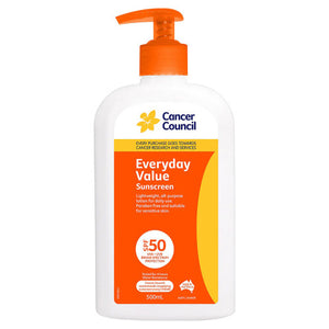 Cancer Council SPF50 Everyday Value Sunscreen Pump 500ml Pack of 12