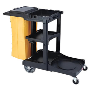 Dolphy 3-Shelf Housekeeping Trolley Black and Yellow