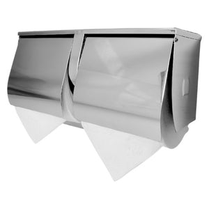 Dolphy Stainless Steel Double Toilet Roll Holder with Shelf Silver