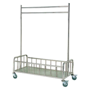 Dolphy Stainless Steel Rolling Laundry Cart with Hanging Bar Silver