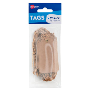 Avery Kraft Brown Scallop Tags 85 x 45mm with String Pack 25