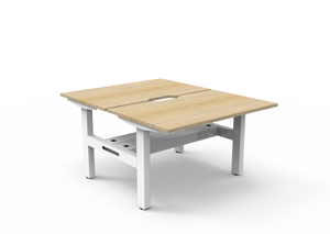 Rapidline Boost Static fixed height back to back workstation, E0 rated Natural Oak top on a white satin powdercoated frame. Supplied product image for model SB2PCT1275 NO/WS. View 1.