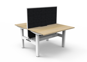 Rapidline Boost Static fixed height back to back workstation, E0 rated Natural Oak top on a white satin powdercoated frame. Supplied product image for model SB2PWSCT1275 NO/WS. View 1.