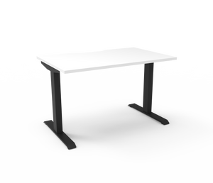 Rapidline Boost Static fixed height single sided workstation, E0 rated Natural White top on a black satin powdercoated frame. Supplied product image for model SB1P1275 NW/BL. View 1.